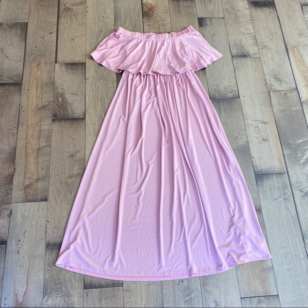 Boutique maternity Dress Pink Maxi Strapless S